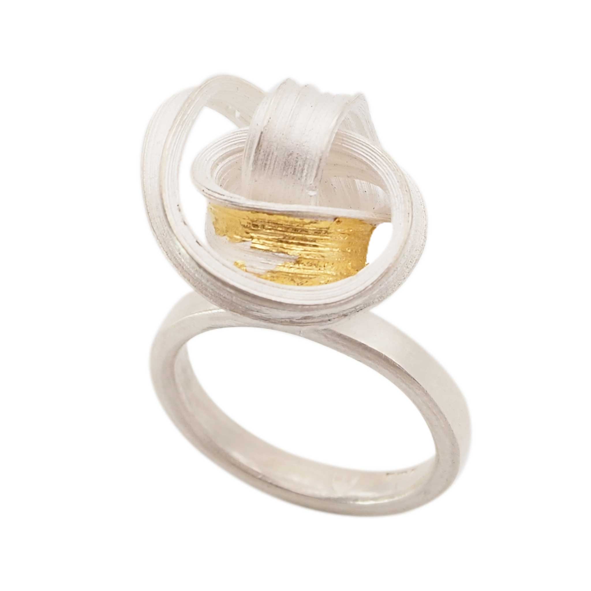 Moon Flower Ring in Sterling Silver and 24ct Gold